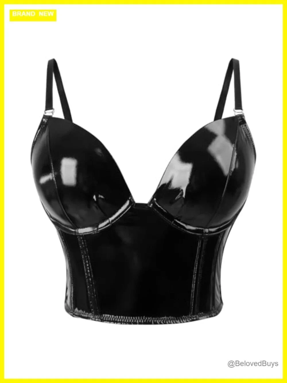 Gothic PU Leather Push Up Corset Bustier Crop Top Adjustable Straps